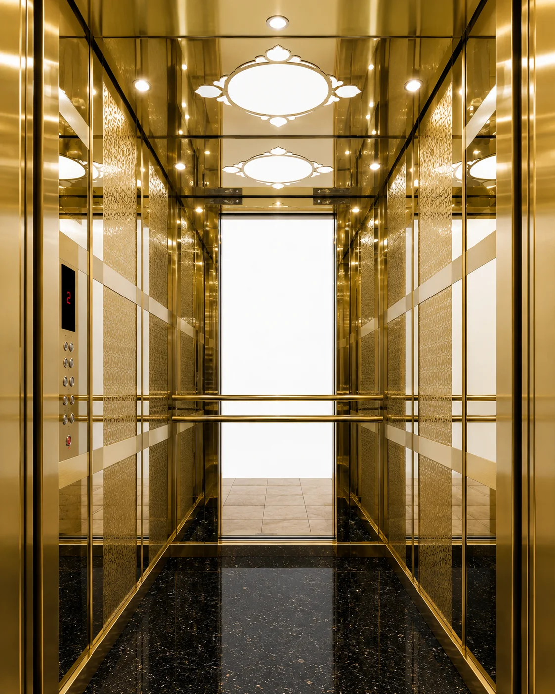 SS Golden Sheet & Mirror Panel Decorative Cabin